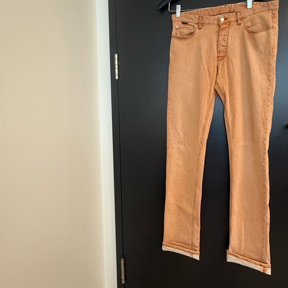 Viktor & Rolf size 48 (12-14) Women's Boot Cut Jeans in orange/crème EUC - Picture 13 of 15